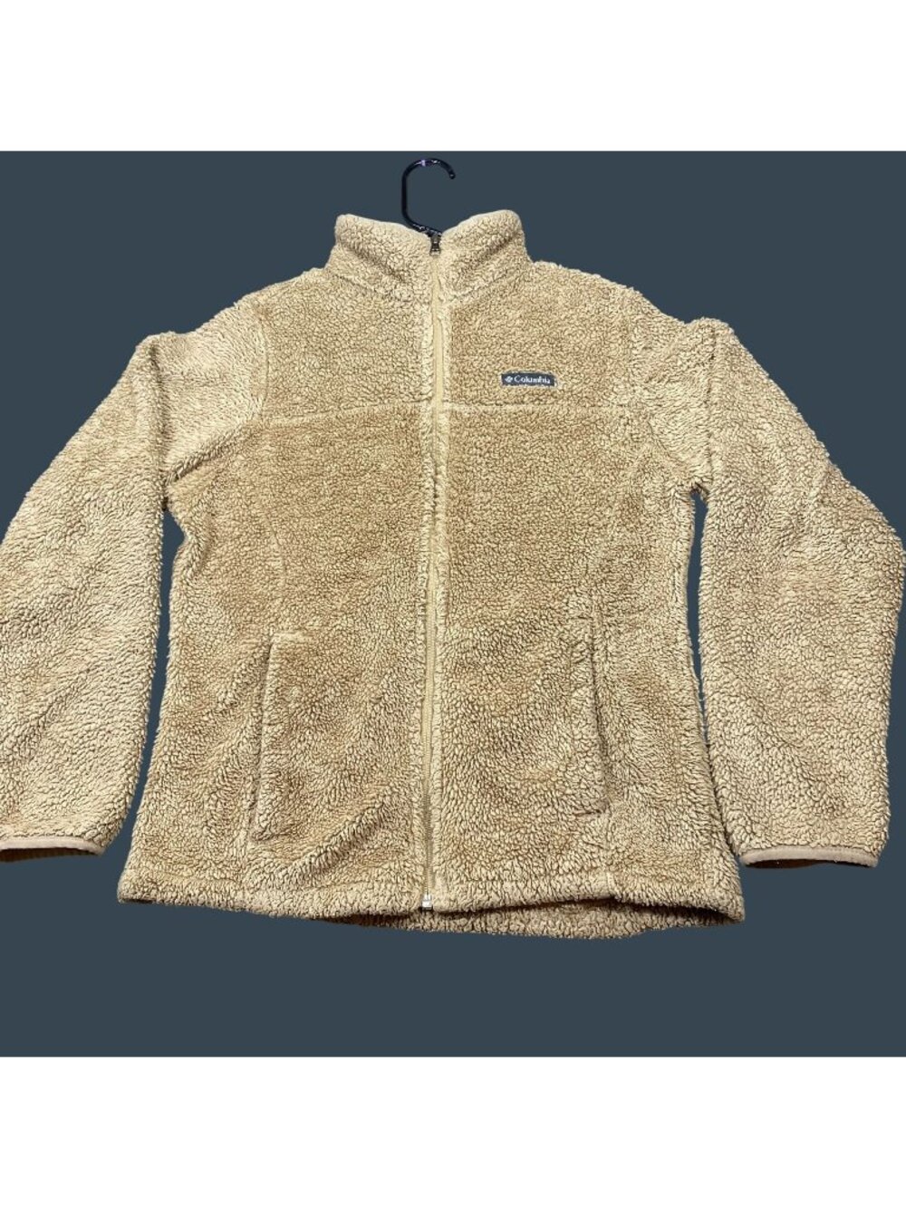Columbia Womens Tan Sherpa Fleece Full-Zip Cozy Jacket Size Small Outerwear